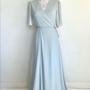 Sage Green Wrap Maxi Formal Dress